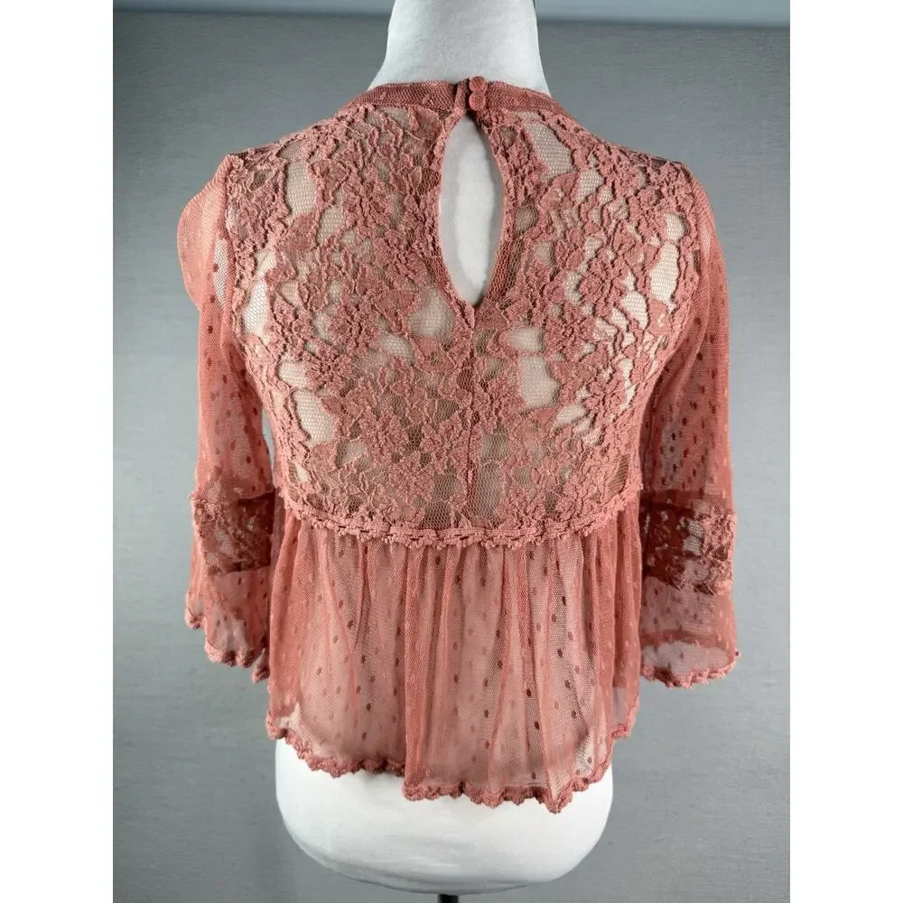 Free People Modern Romance Lace top Sz‎ XS Boho Cottagecore Fairycore Feminine